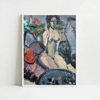 Bather between Rocks (1912) by Ernst Ludwig Kirchner – Art Print - Art print in white frame