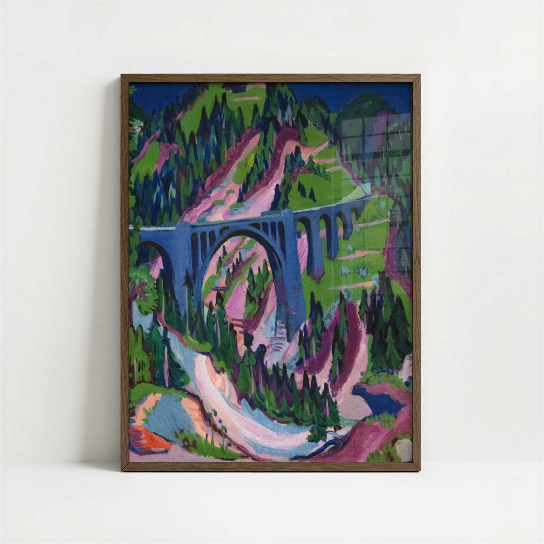 Bridge near Meadows (1926) by Ernst Ludwig Kirchner – Art Print - Art print in dark wood frame