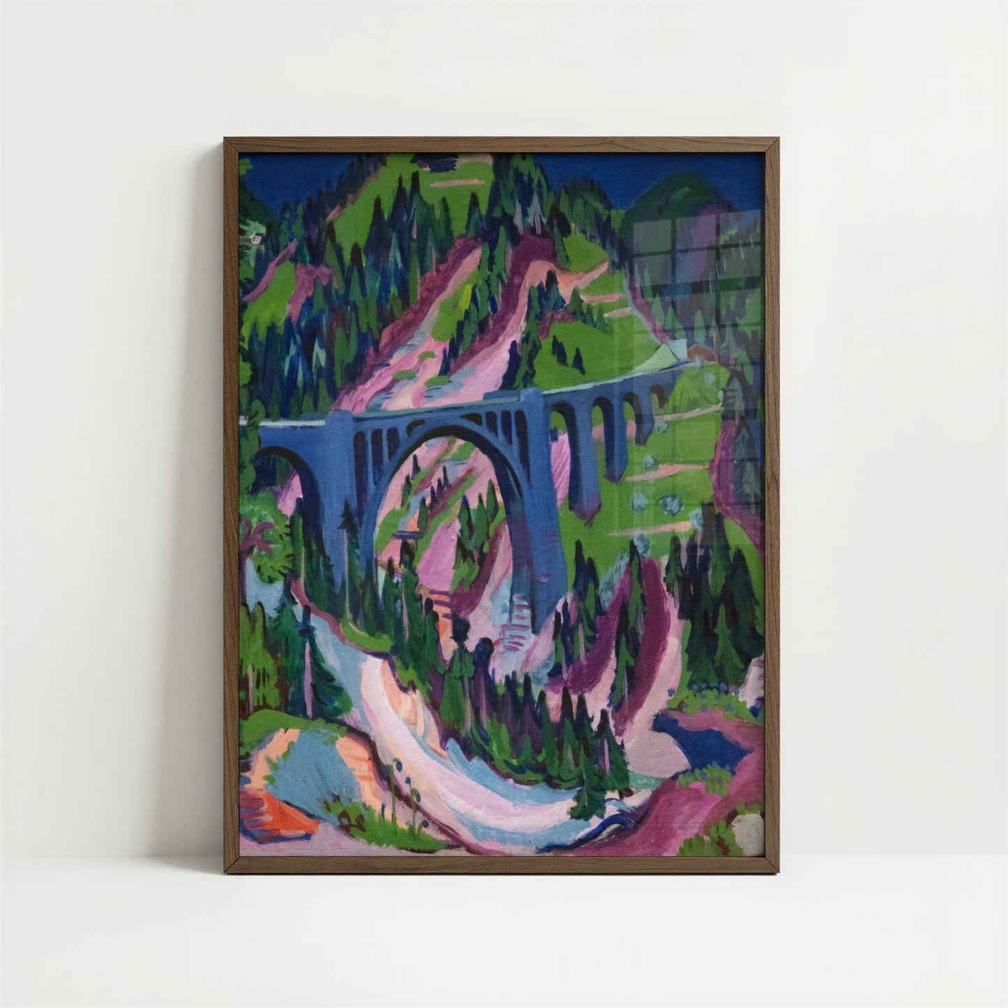 Bridge near Meadows (1926) by Ernst Ludwig Kirchner – Art Print - Art print in dark wood frame