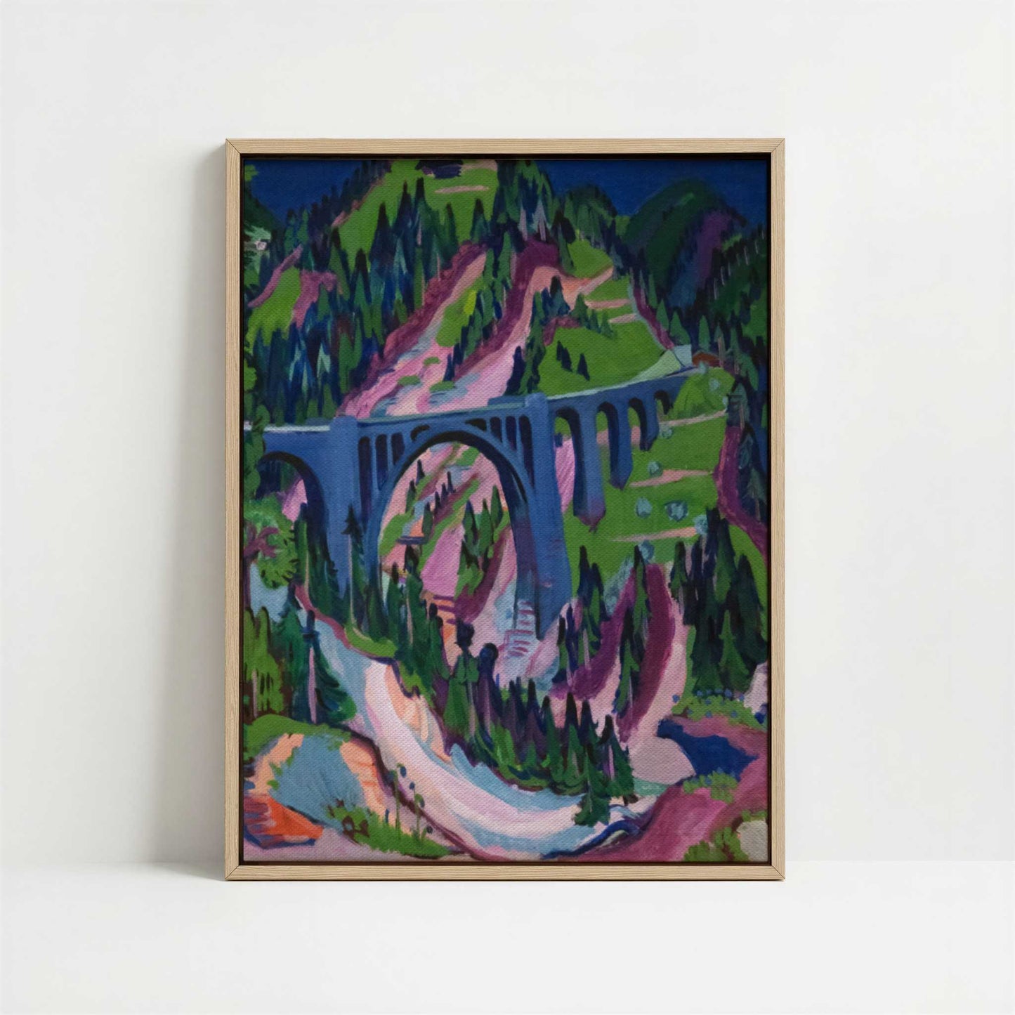 Framed Canvas - Framed canvas in oak color frame