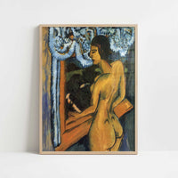Brown Nude at the Window (1912) by Ernst Ludwig Kirchner – Art Print - Art print in oak frame