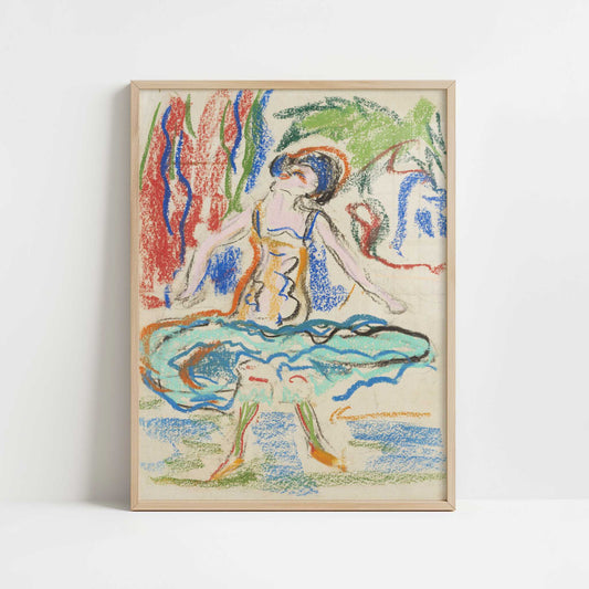 Cabaret Dancer (1908–1909) by Ernst Ludwig Kirchner – Art Print - Art print in oak frame