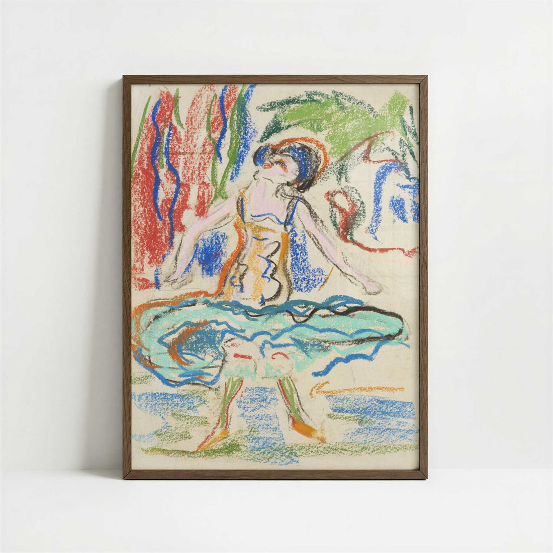 Cabaret Dancer (1908–1909) by Ernst Ludwig Kirchner – Art Print - Art print in dark wood frame