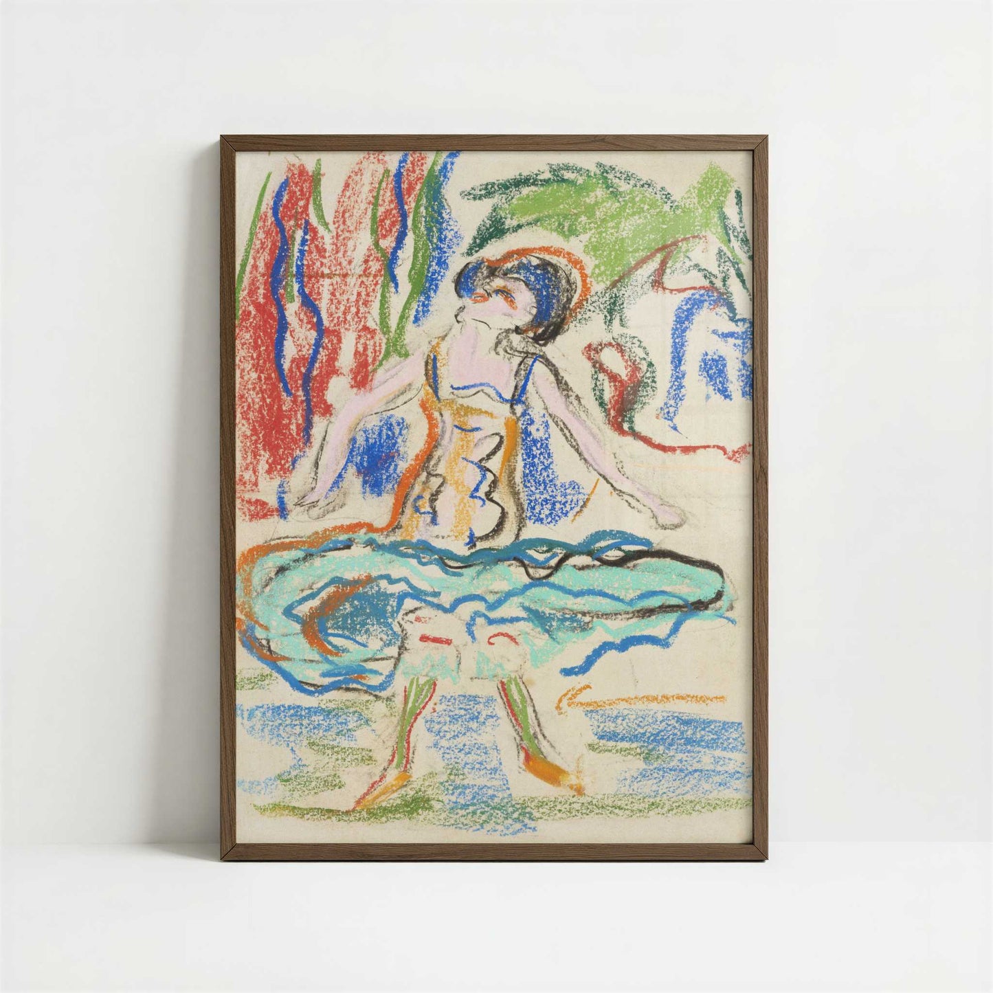 Cabaret Dancer (1908–1909) by Ernst Ludwig Kirchner – Art Print - Art print in dark wood frame