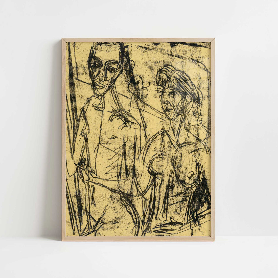 Couple in Room, Nude Man with Woman (1915-16) by Ernst Ludwig Kirchner – Art Print - Art print in oak frame