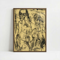 Couple in Room, Nude Man with Woman (1915-16) by Ernst Ludwig Kirchner – Art Print - Art print in dark wood frame