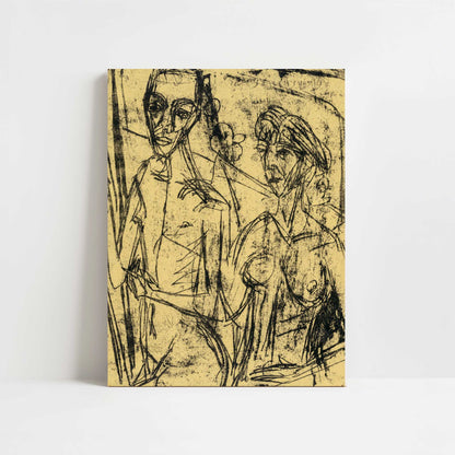 Couple in Room, Nude Man with Woman (1915-16) by Ernst Ludwig Kirchner – Art Print - Unframed art print