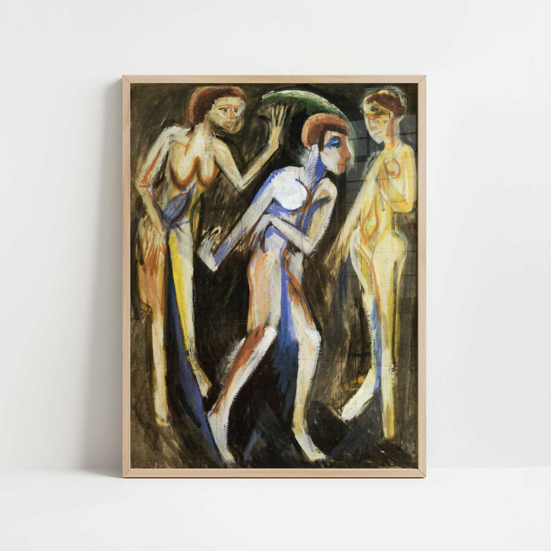 Dance between the Women (1915) by Ernst Ludwig Kirchner – Art Print - Art print in oak frame