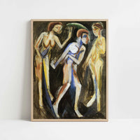Dance between the Women (1915) by Ernst Ludwig Kirchner – Art Print - Art print in oak frame