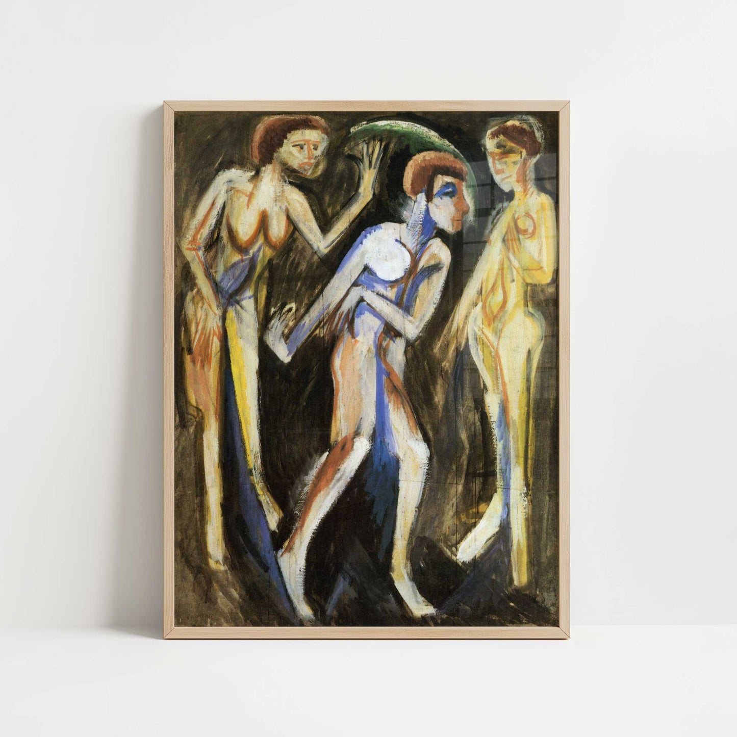 Dance between the Women (1915) by Ernst Ludwig Kirchner – Art Print - Art print in oak frame
