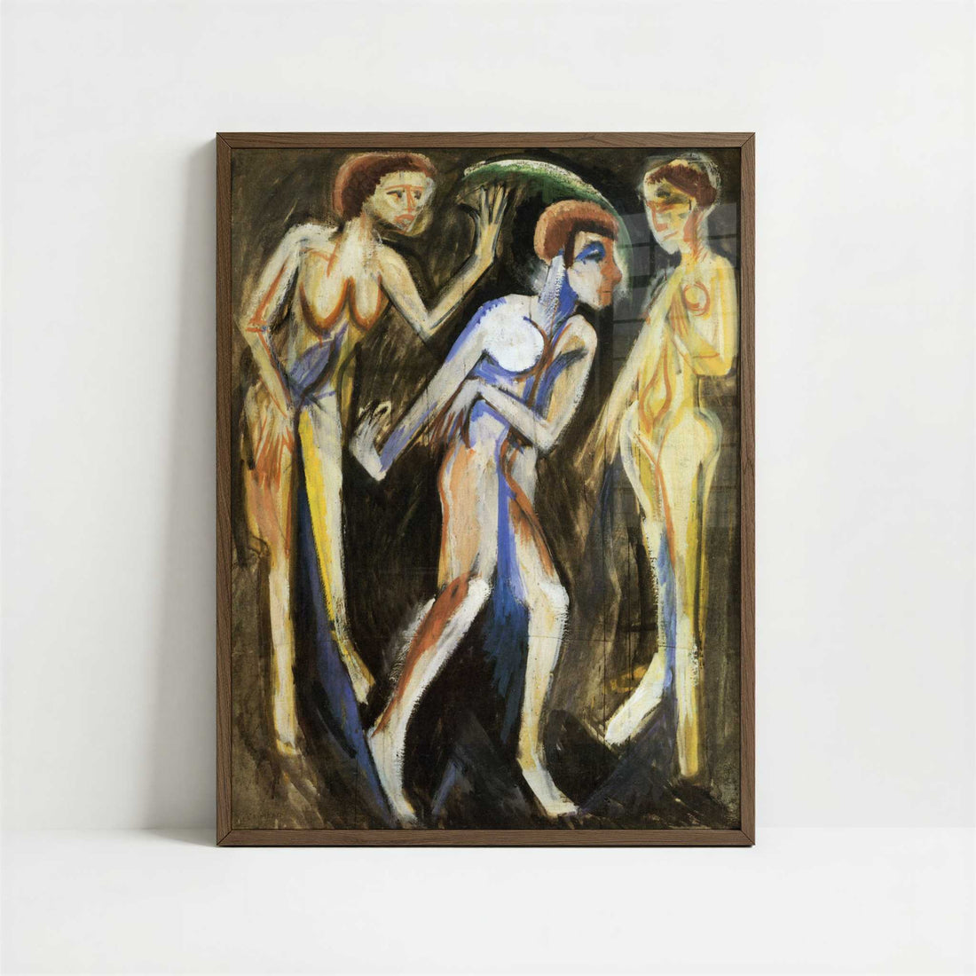 Dance between the Women (1915) by Ernst Ludwig Kirchner – Art Print - Art print in dark wood frame