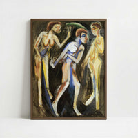 Dance between the Women (1915) by Ernst Ludwig Kirchner – Art Print - Art print in dark wood frame