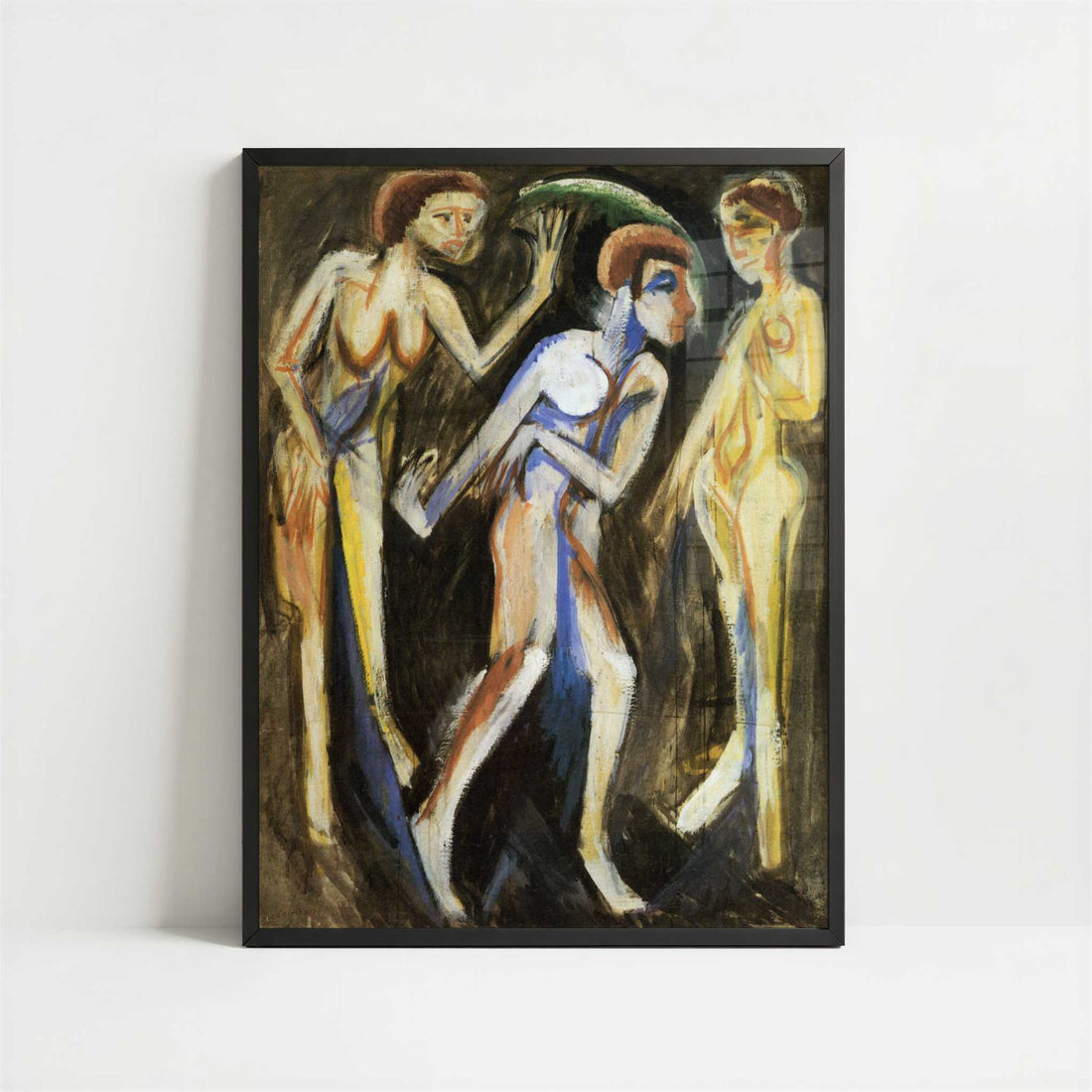 Dance between the Women (1915) by Ernst Ludwig Kirchner – Art Print - Art print in black frame