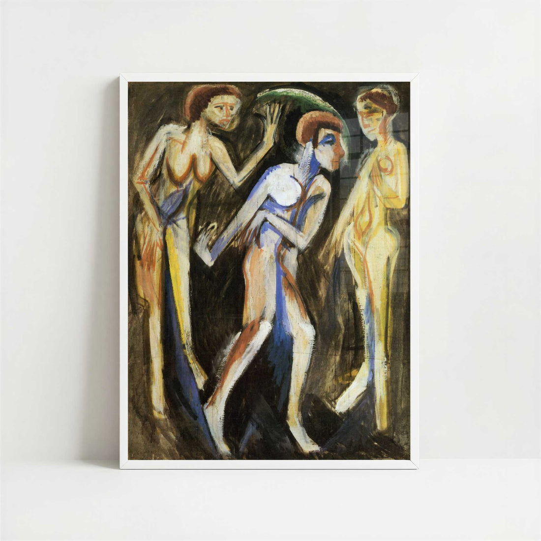 Dance between the Women (1915) by Ernst Ludwig Kirchner – Art Print - Art print in white frame