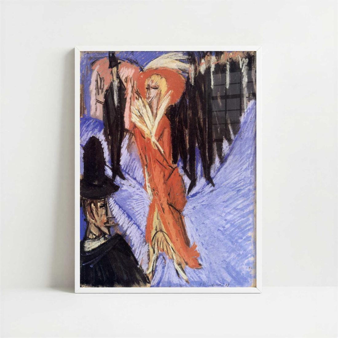 Demi-Mondaine in Red (1914) by Ernst Ludwig Kirchner – Art Print - Art print in white frame