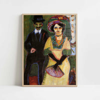 Dodo & her Brother (c.1908) by Ernst Ludwig Kirchner – Art Print - Art print in oak frame