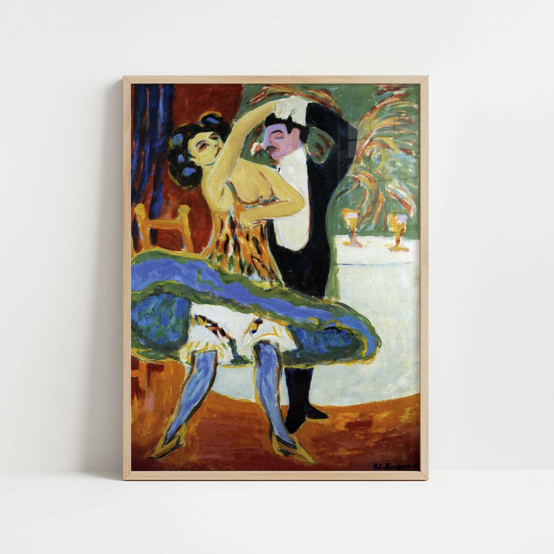 English Dancers (1910s) by Ernst Ludwig Kirchner – Art Print - Art print in oak frame