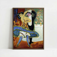 English Dancers (1910s) by Ernst Ludwig Kirchner – Art Print - Art print in dark wood frame