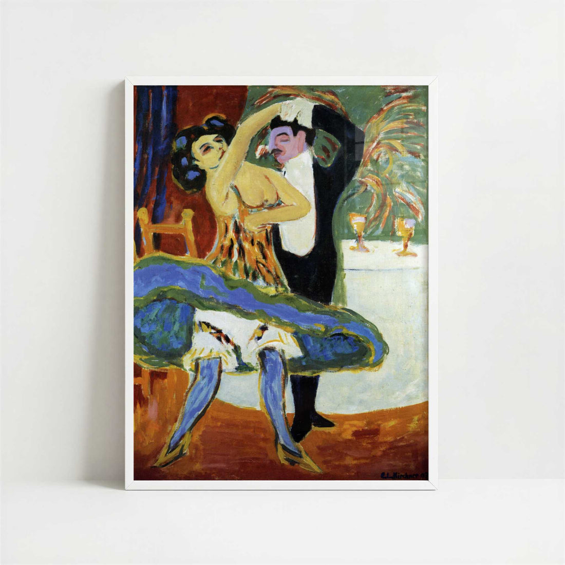 English Dancers (1910s) by Ernst Ludwig Kirchner – Art Print - Art print in white frame