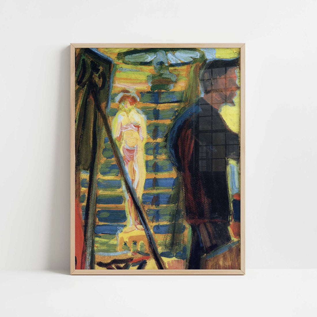Erich Heckel & Model in Studio (1905) by Ernst Ludwig Kirchner – Art Print - Art print in oak frame