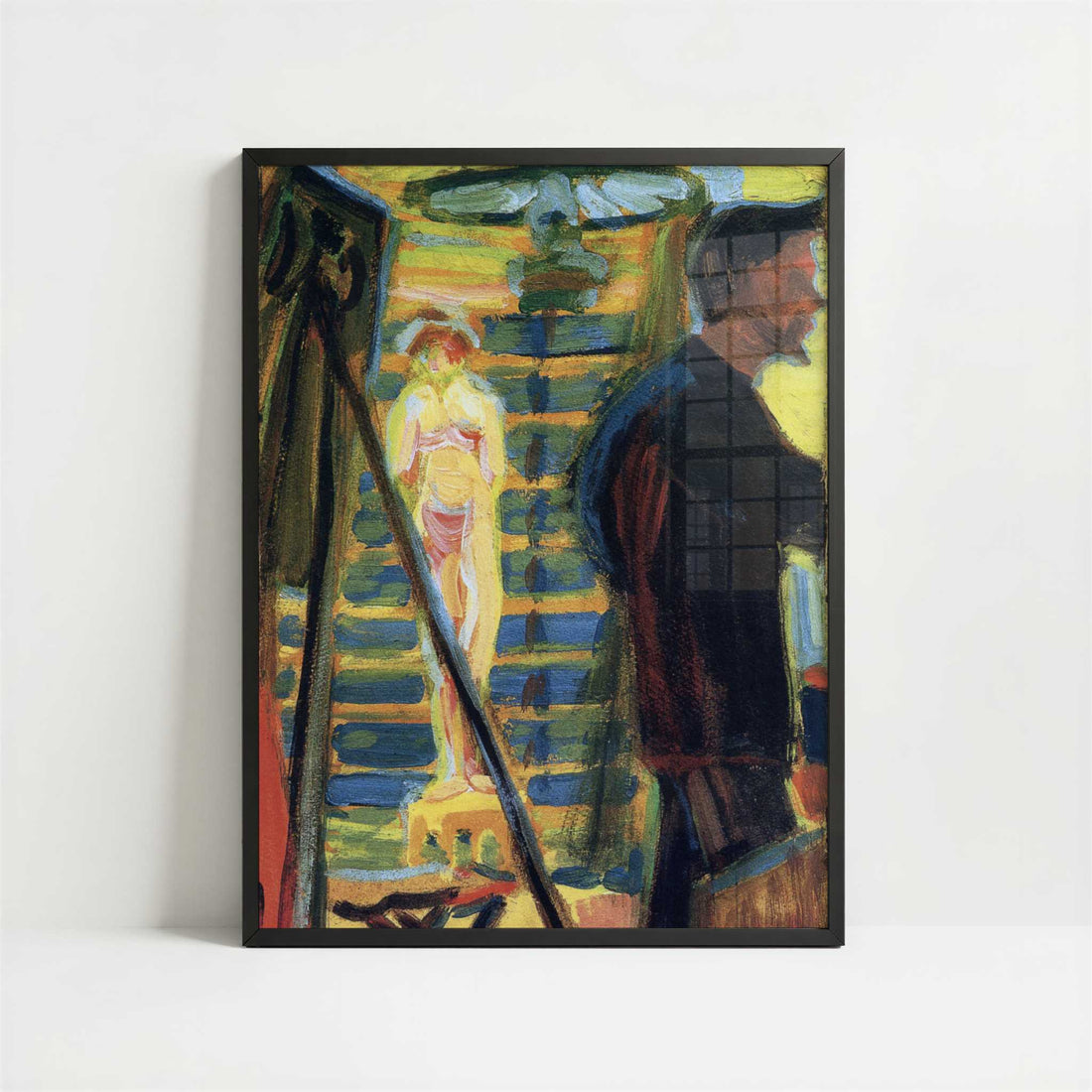 Erich Heckel & Model in Studio (1905) by Ernst Ludwig Kirchner – Art Print - Art print in black frame