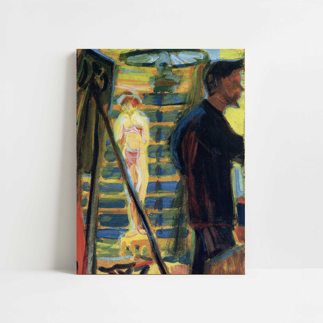 Erich Heckel & Model in Studio (1905) by Ernst Ludwig Kirchner – Art Print - Unframed art print