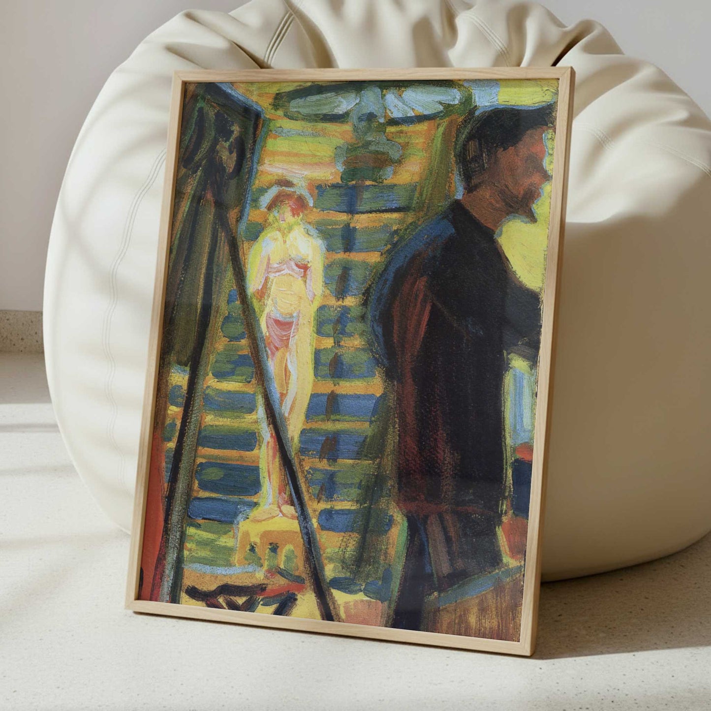 Erich Heckel & Model in Studio (1905) by Ernst Ludwig Kirchner – Art Print - Interior inspiration