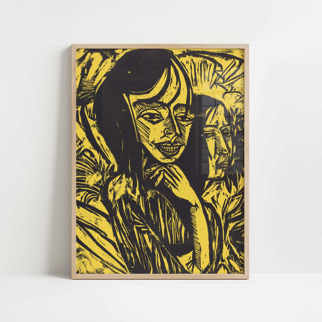 Fehmarn Girls (1913) by Ernst Ludwig Kirchner – Art Print - Art print in oak frame