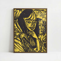 Fehmarn Girls (1913) by Ernst Ludwig Kirchner – Art Print - Art print in dark wood frame
