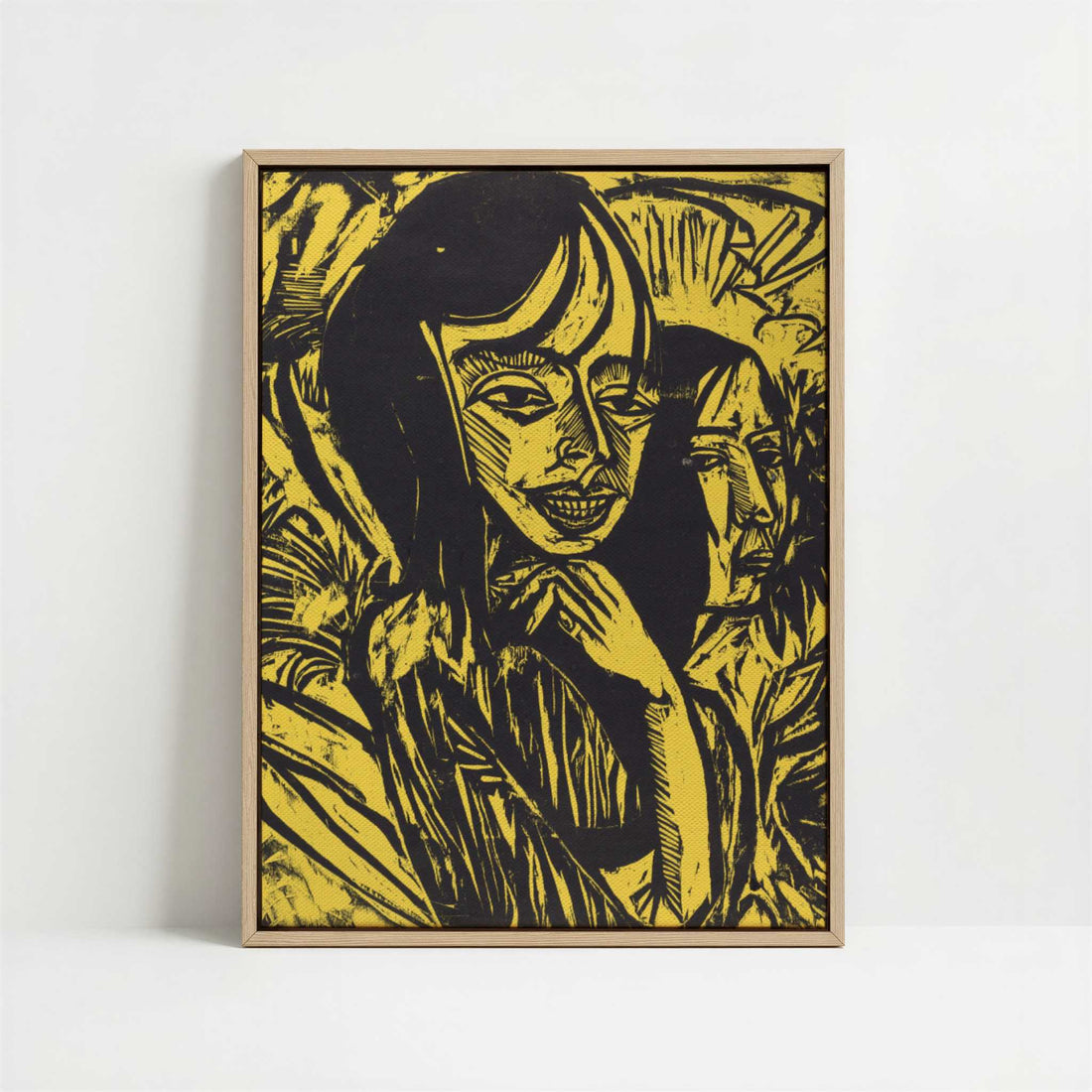 Framed Canvas - Framed canvas in oak color frame