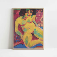 Female Nude (c.1909) by Ernst Ludwig Kirchner – Art Print - Art print in oak frame