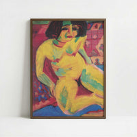 Female Nude (c.1909) by Ernst Ludwig Kirchner – Art Print - Art print in dark wood frame