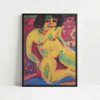 Female Nude (c.1909) by Ernst Ludwig Kirchner – Art Print - Art print in black frame
