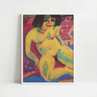 Female Nude (c.1909) by Ernst Ludwig Kirchner – Art Print - Art print in white frame