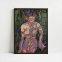 Female Nude with Foliage Shadows (1905) by Ernst Ludwig Kirchner – Art Print - Art print in black frame