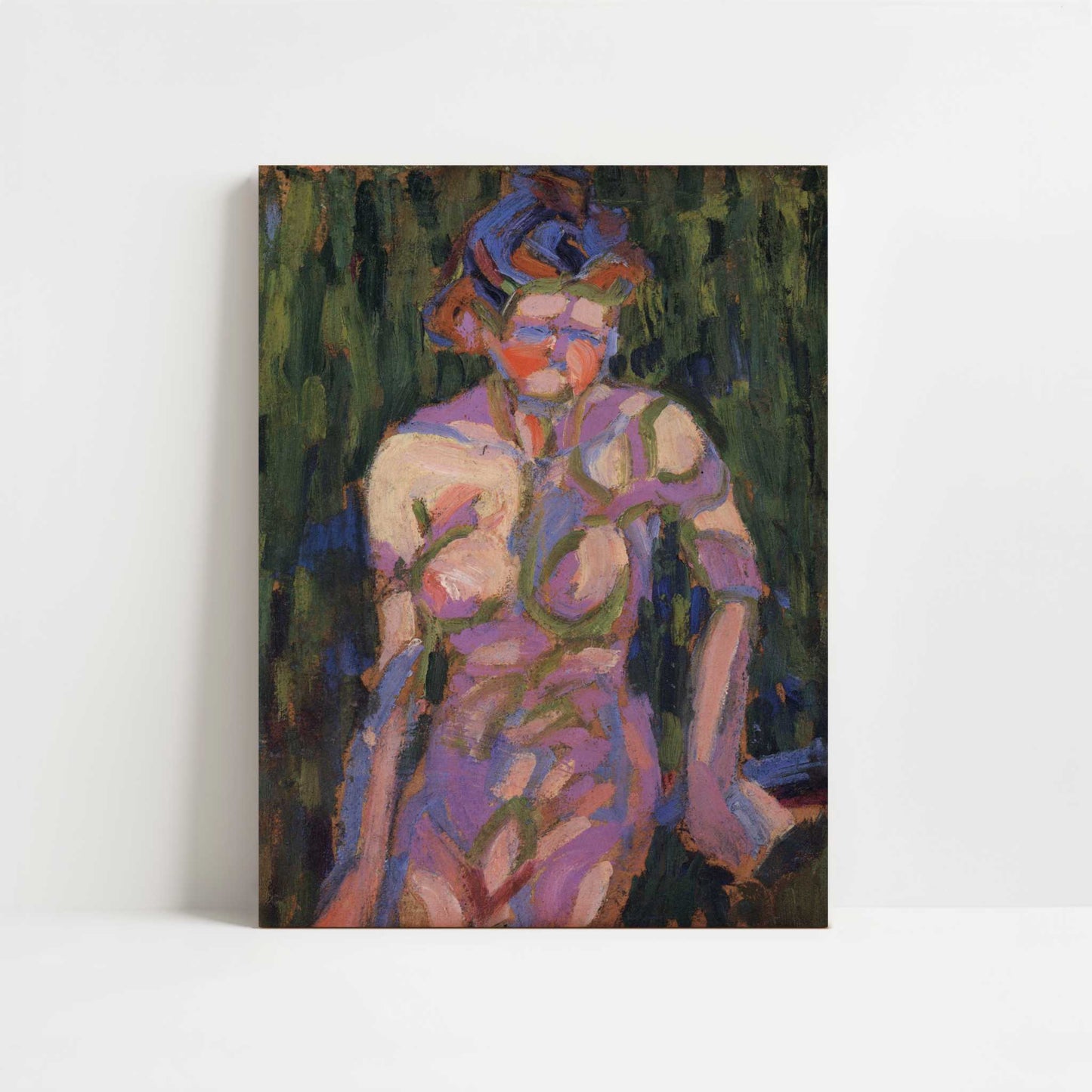 Female Nude with Foliage Shadows (1905) by Ernst Ludwig Kirchner – Art Print - Unframed art print