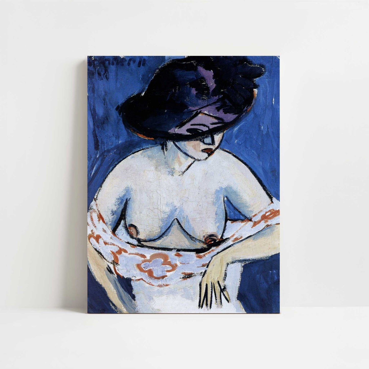 Female Nude with Hat (1911) by Ernst Ludwig Kirchner – Art Print - Unframed art print