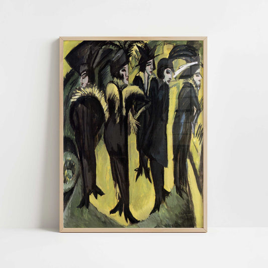 Five Women on the Street (1913) by Ernst Ludwig Kirchner – Art Print - Art print in oak frame