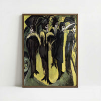 Five Women on the Street (1913) by Ernst Ludwig Kirchner – Art Print - Art print in dark wood frame