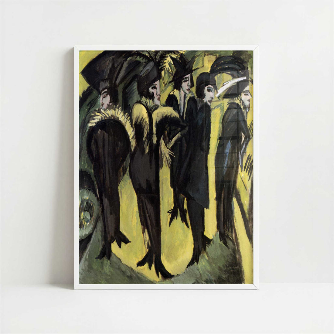 Five Women on the Street (1913) by Ernst Ludwig Kirchner – Art Print - Art print in white frame