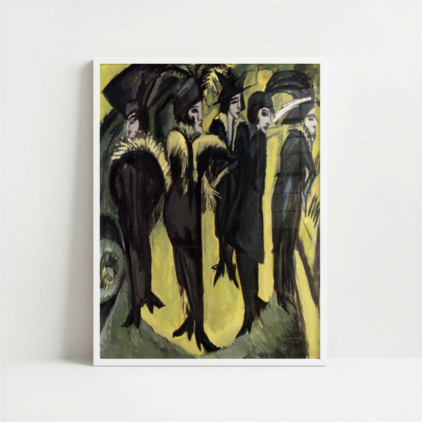 Five Women on the Street (1913) by Ernst Ludwig Kirchner – Art Print - Art print in white frame