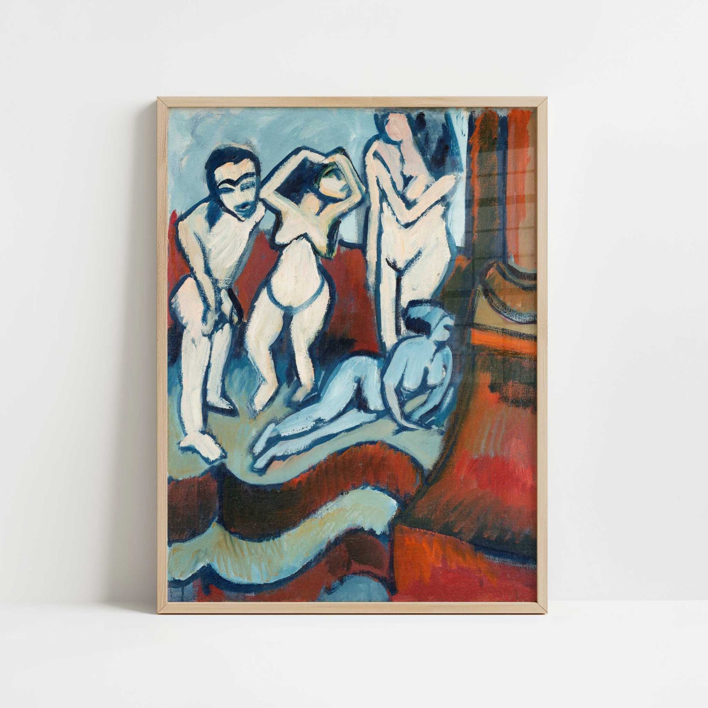 Four Wooden Sculptures (1912) by Ernst Ludwig Kirchner – Art Print - Art print in oak frame