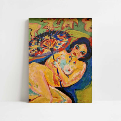 Girl under Japanese Umbrella (1909) by Ernst Ludwig Kirchner – Art Print - Unframed art print
