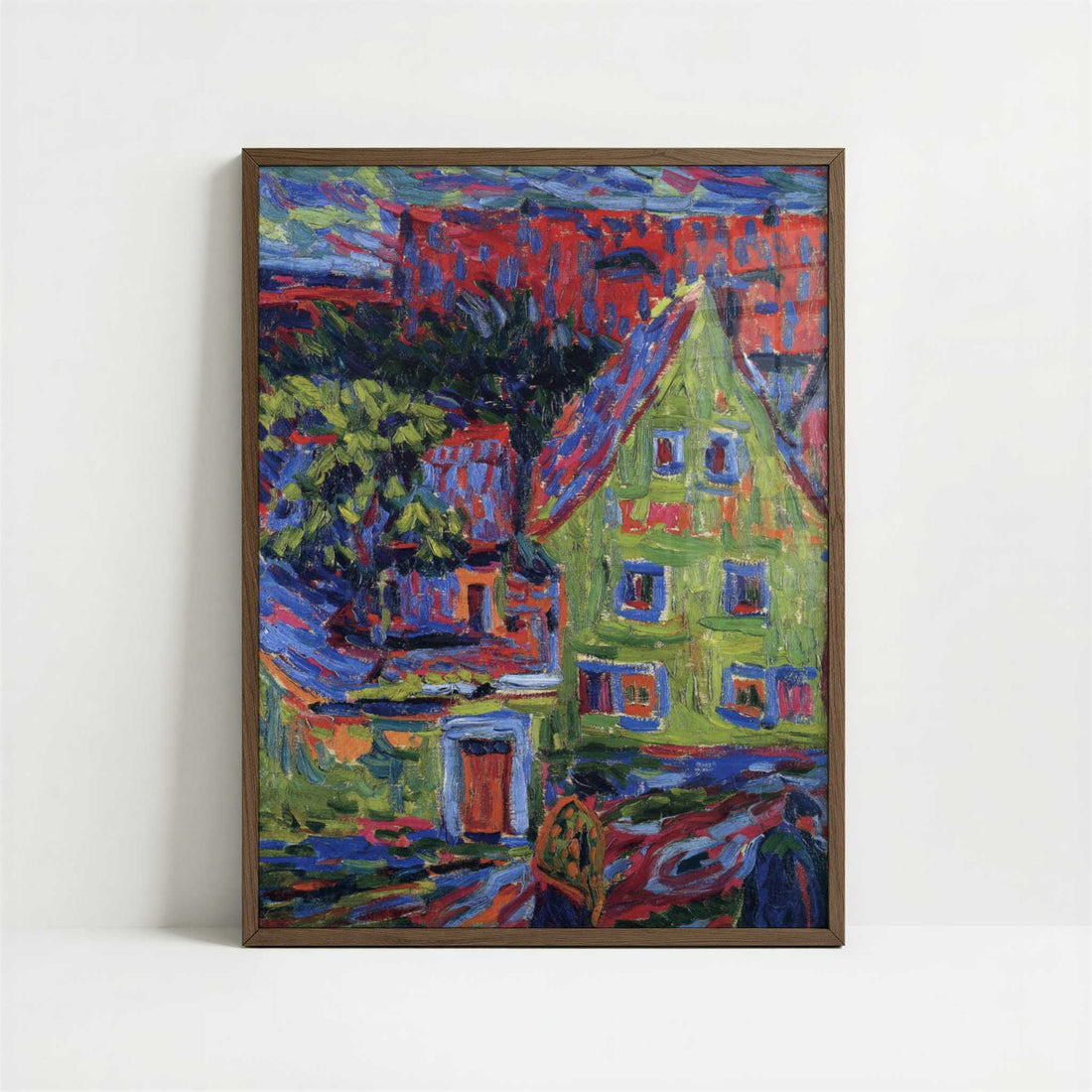 Green House (1907) by Ernst Ludwig Kirchner – Art Print - Art print in dark wood frame