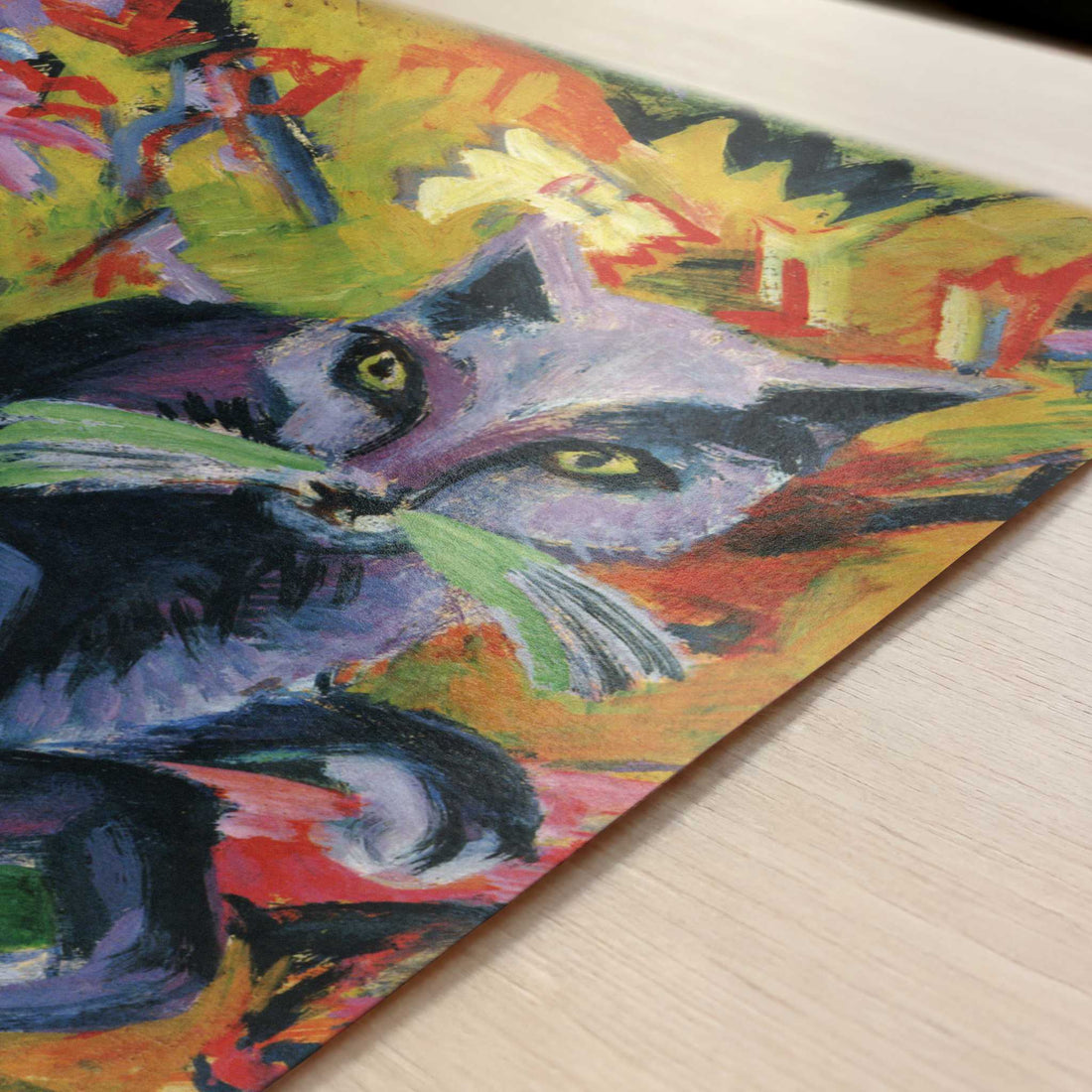 Grey Cat on a Cushion (1919-20) by Ernst Ludwig Kirchner – Art Print - Close-up detail of the art print