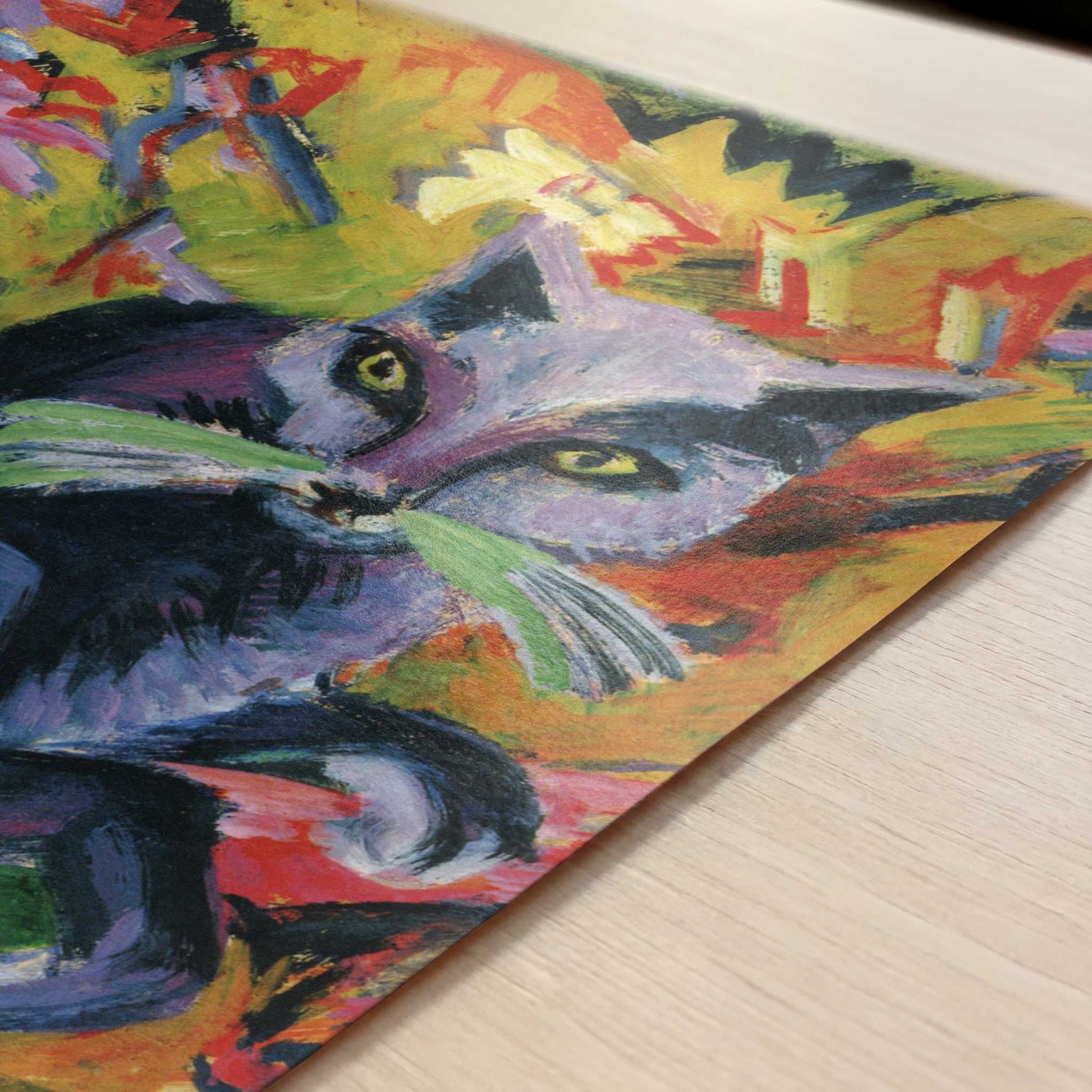 Grey Cat on a Cushion (1919-20) by Ernst Ludwig Kirchner – Art Print - Close-up detail of the art print