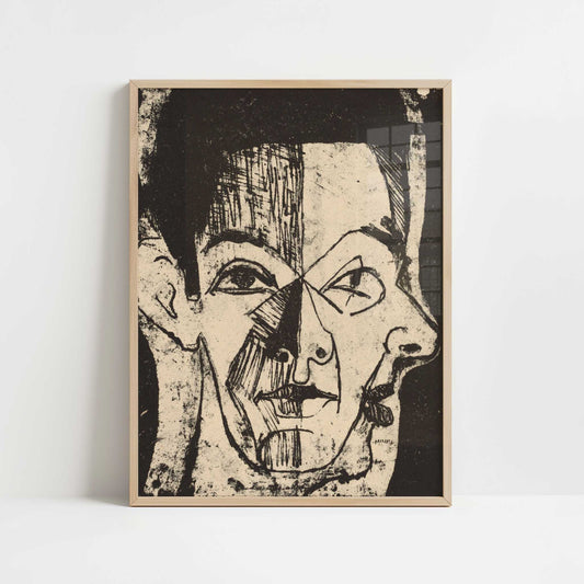 Head Study (1926) by Ernst Ludwig Kirchner – Art Print - Art print in oak frame
