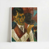 Head with Pipe (1913) by Ernst Ludwig Kirchner – Art Print - Art print in white frame