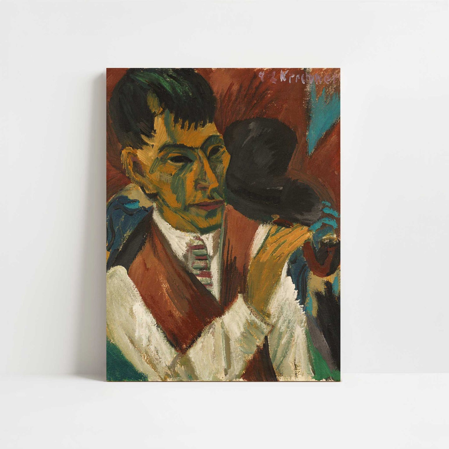 Head with Pipe (1913) by Ernst Ludwig Kirchner – Art Print - Unframed art print