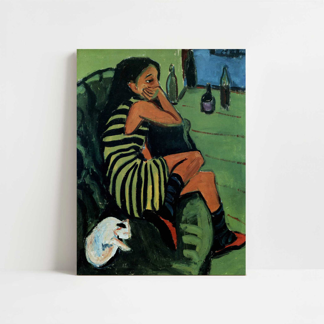 Marcella with Cat (1910) by Ernst Ludwig Kirchner – Art Print - Unframed art print